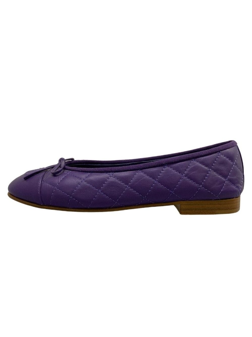 Chanel Flat Shoes Purple Quilted Ribbon Lambskin